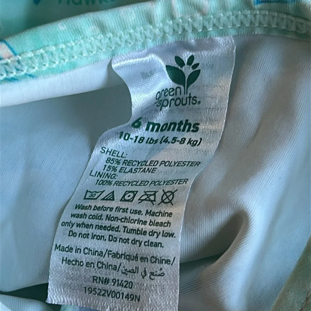NWT Green Sprouts Baby Girls Lightweight Easy Change Swimsuit 6 mths‎ Turtle
